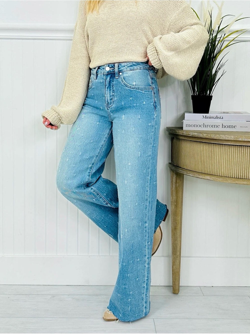 Cat Scratch Fever Tummy Control Wide Leg Jeans